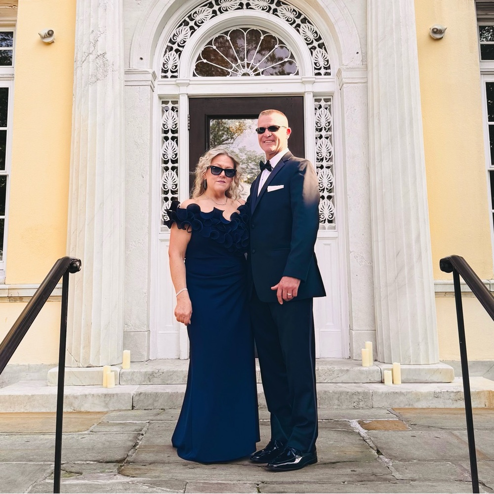 Xscape Strapless Navy Blue Strapless Gown - Picture 5 of 5